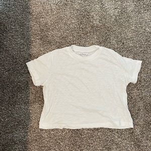 White Cropped Short Sleeve Shirt